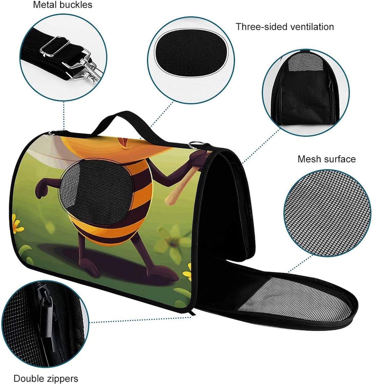 Pet Handbags, Honey Beem Printed Pet Handbags,folding Pet Bags,new Pet Handbags,universal Pet Handbags, 45X26X23.5cm