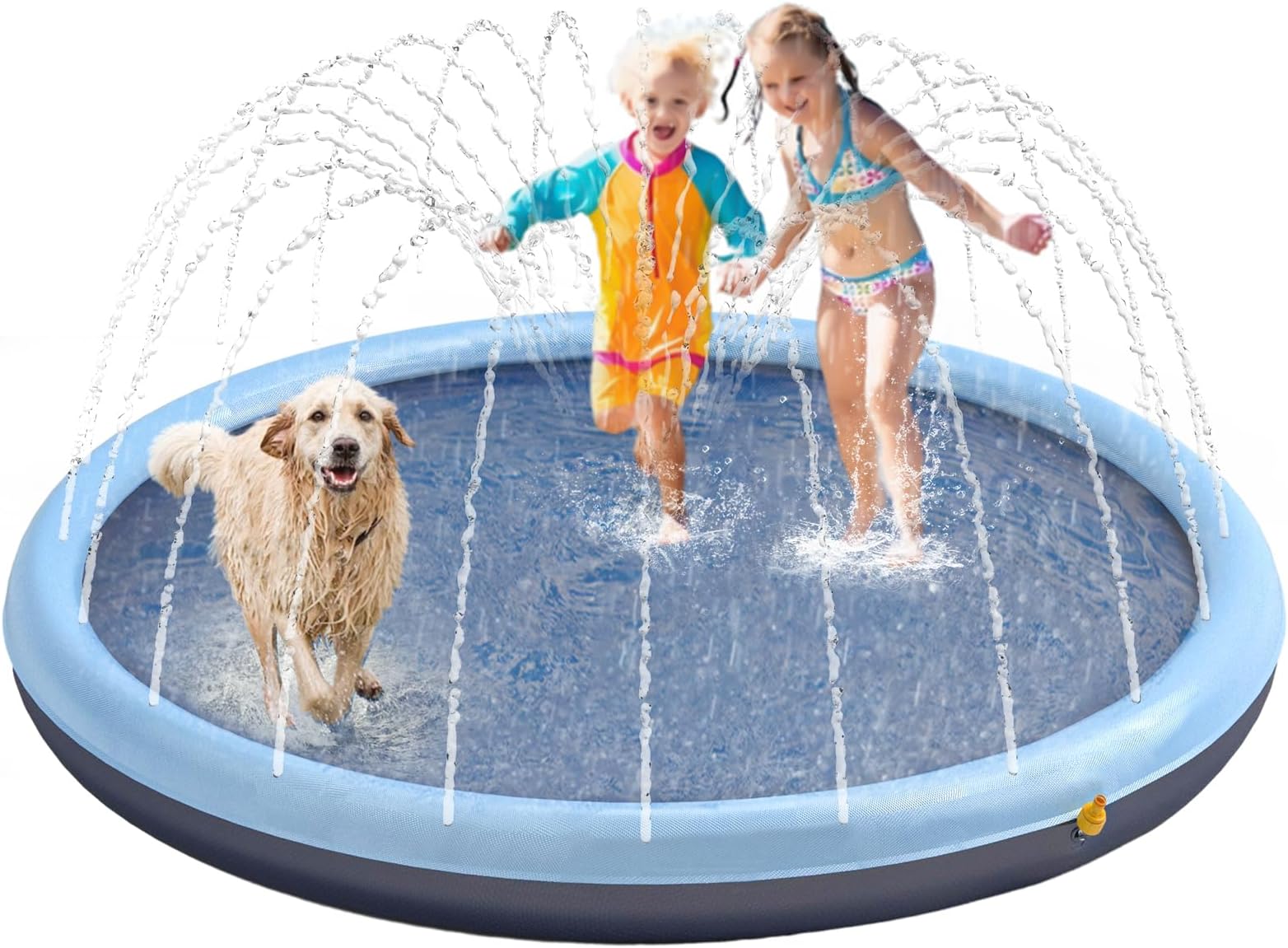 Niubya Splash Pad for Kids and Dog, Non-Slip Large Sprinkler Splash Play Mat, 97" Sprinkler Pool Inflatable Summer Outdoor Water Toys Fun Backyard for Toddlers Pets