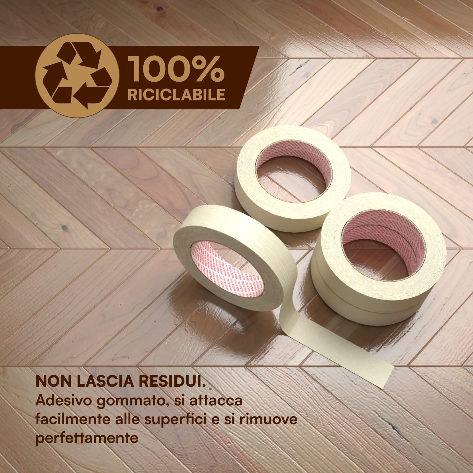 DNK TRADE Nastro di Carta - 72 Rotoli per Imbiancatura 25x50 mt - Gommata Professionale per Mascheratura (25x50)