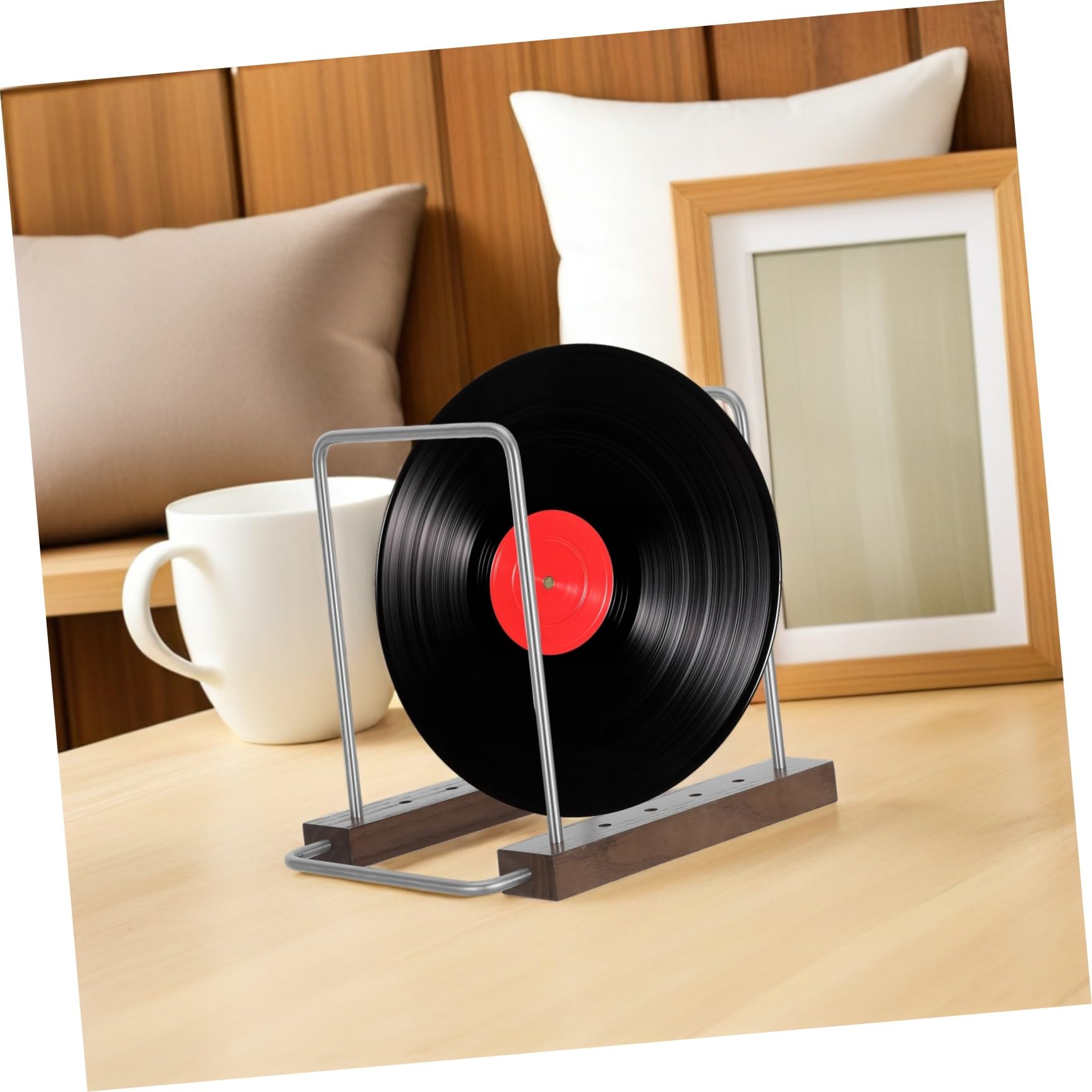 Espositore per Dischi in Vinile e CD in Legno Scaffale Retrò per Appartamenti e Piccole Stanze