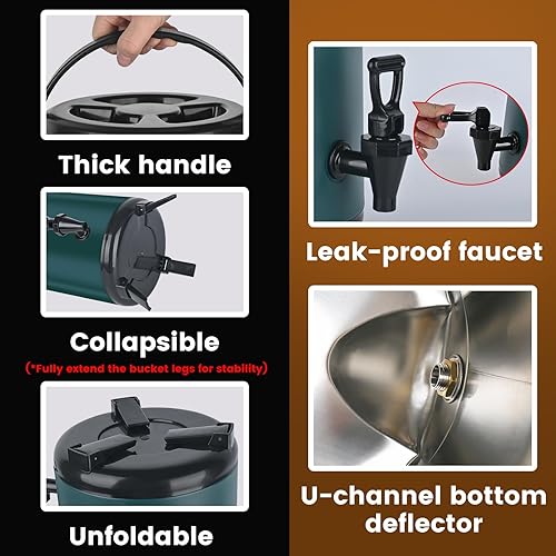 Miniatura 5 de Dispensador de bebidas aislado de 12 L3.2 galones, dispensador de bebidas de acero inoxidable, urna de agua caliente, dispensador de café, cubo de