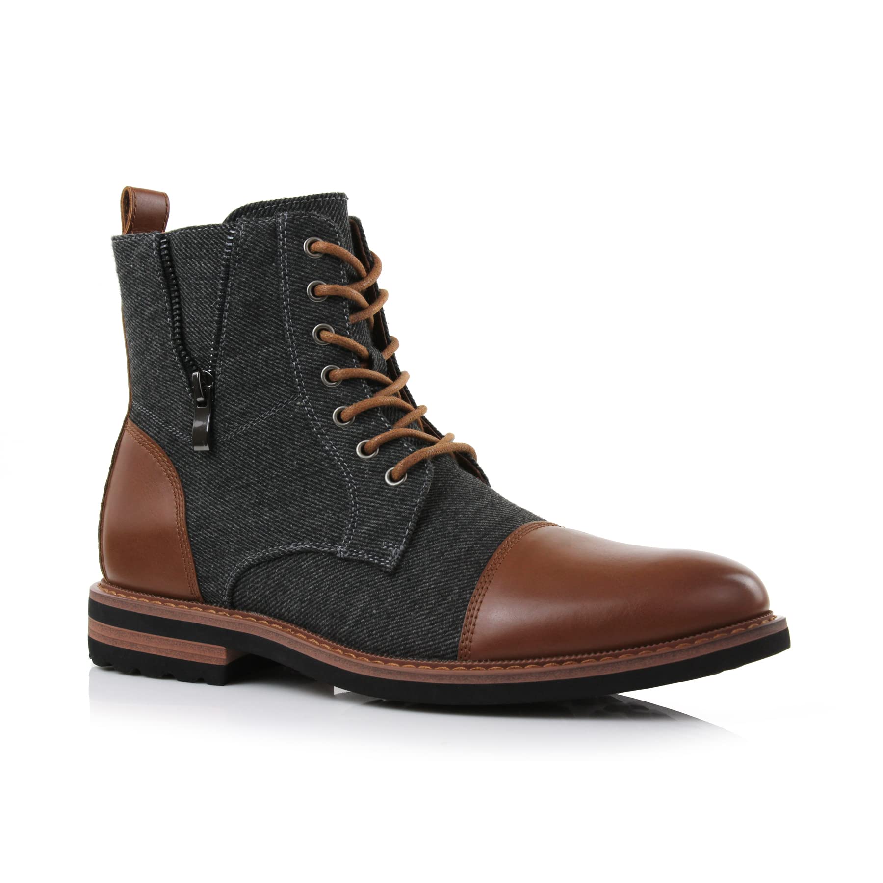 Ferro Aldo Reid MFA808561B Mens Casual Cap Toe Boot Motorcycle Zipper Boots Men