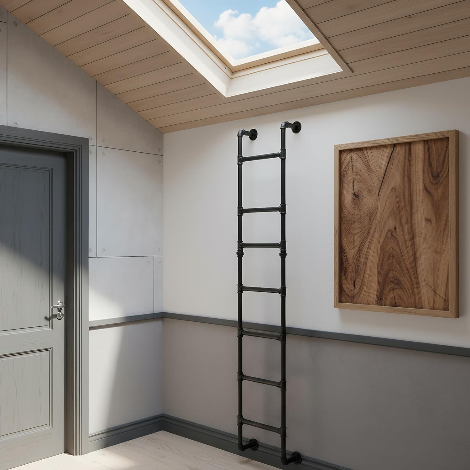 Generic Wall Mounted Ladder Space-Saving Heavy-Duty Metal Ladder Floor-Standing Ladders for Caravans Dormitory Double Beds