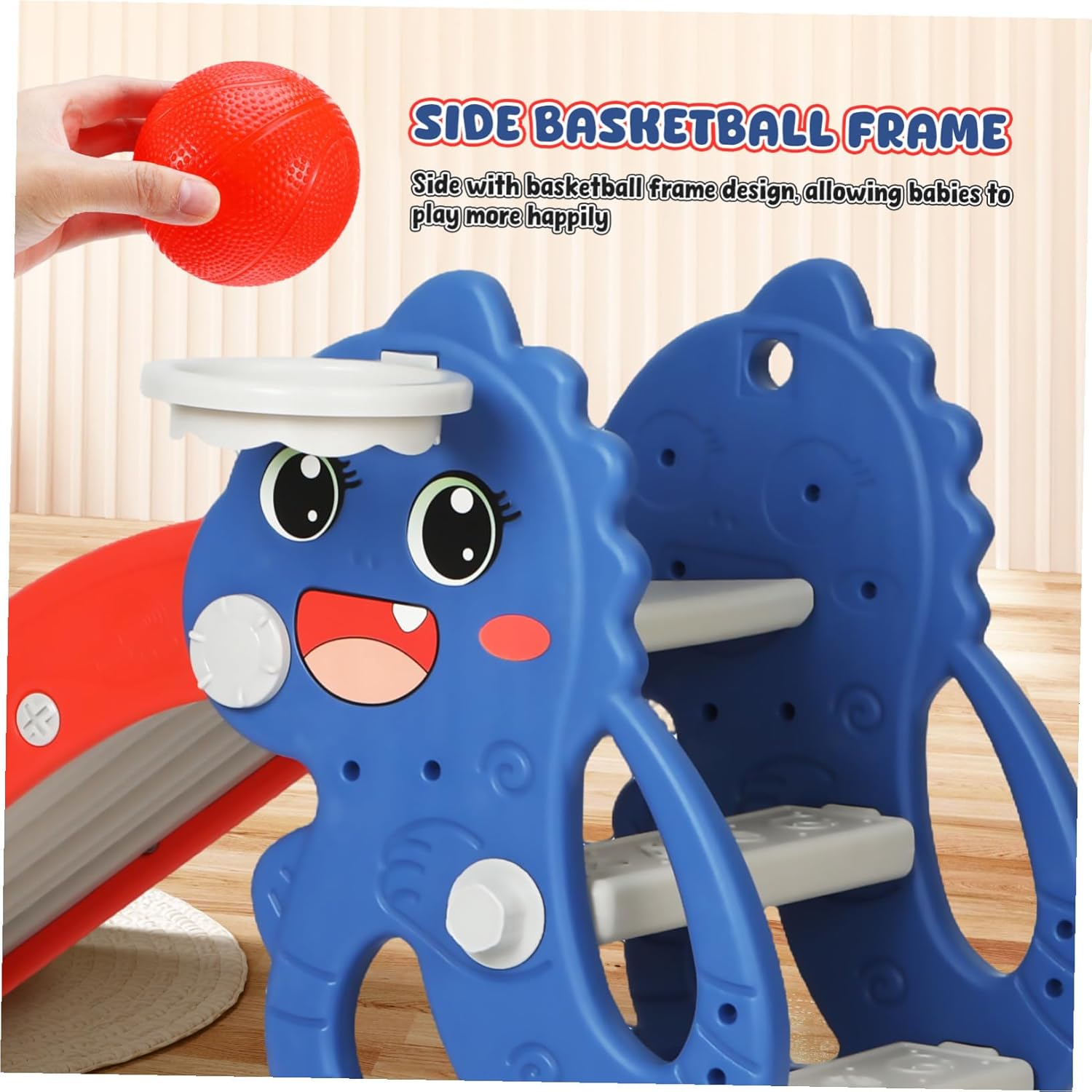 TOYANDONA Foldable Climber Playset for Indoor Slide with Detachable Basketball Hoop Lightweight Easy Assembly Bright Colors for Home and Outdoor Use