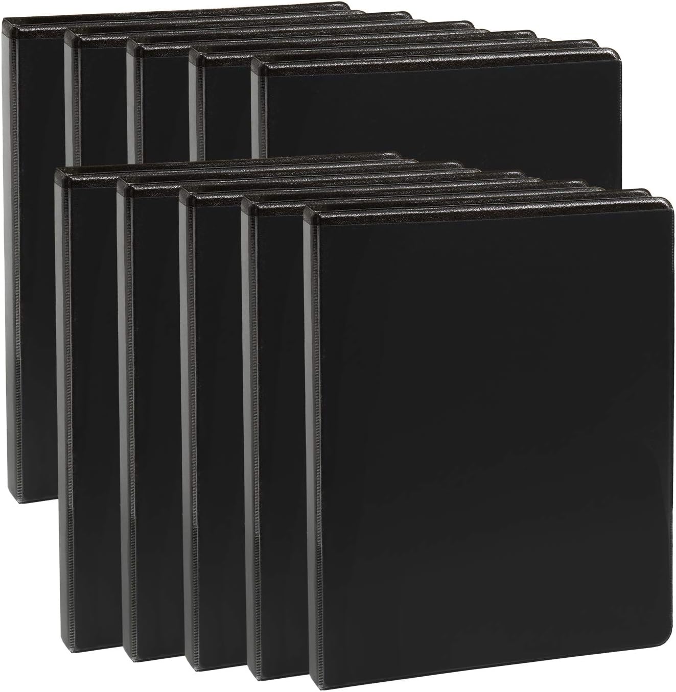 Blue Summit Supplies 10 Pack of 1/2 Inch 3 Ring Economy Binders, Black, Bulk Clear Cover Binders for Home, Office, and School, 8 1/2 Inch x 11 Inch Paper, Value Pack