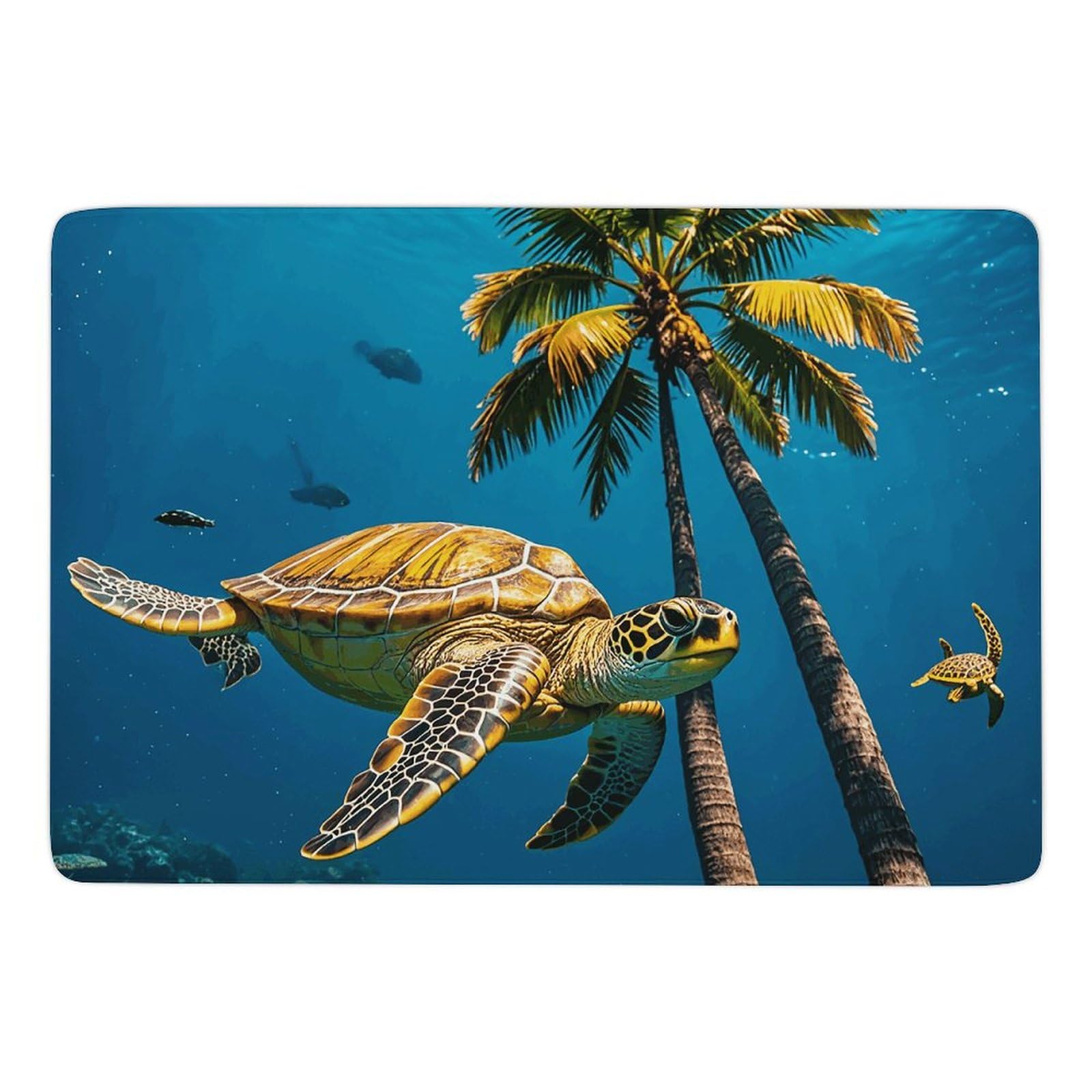 Tapis lavable et absorbant en velours corail avec motifs tropicaux pour salle de bain