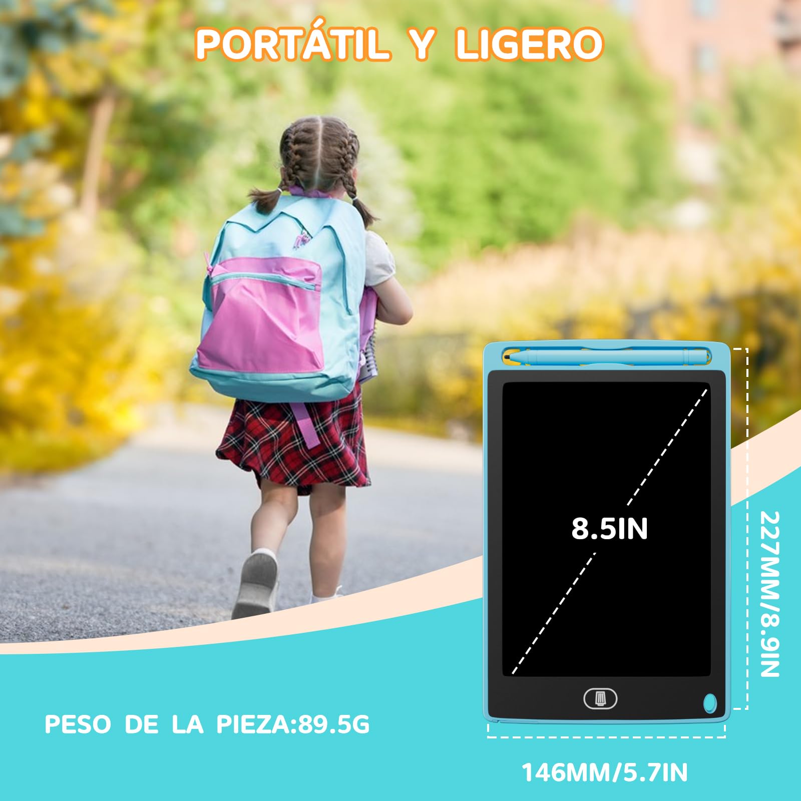 Electight 8.5 Pulgadas Tableta Escritura LCD Color 4 Pack Infantil Borrable Bloqueo Regalo 3-7 Años