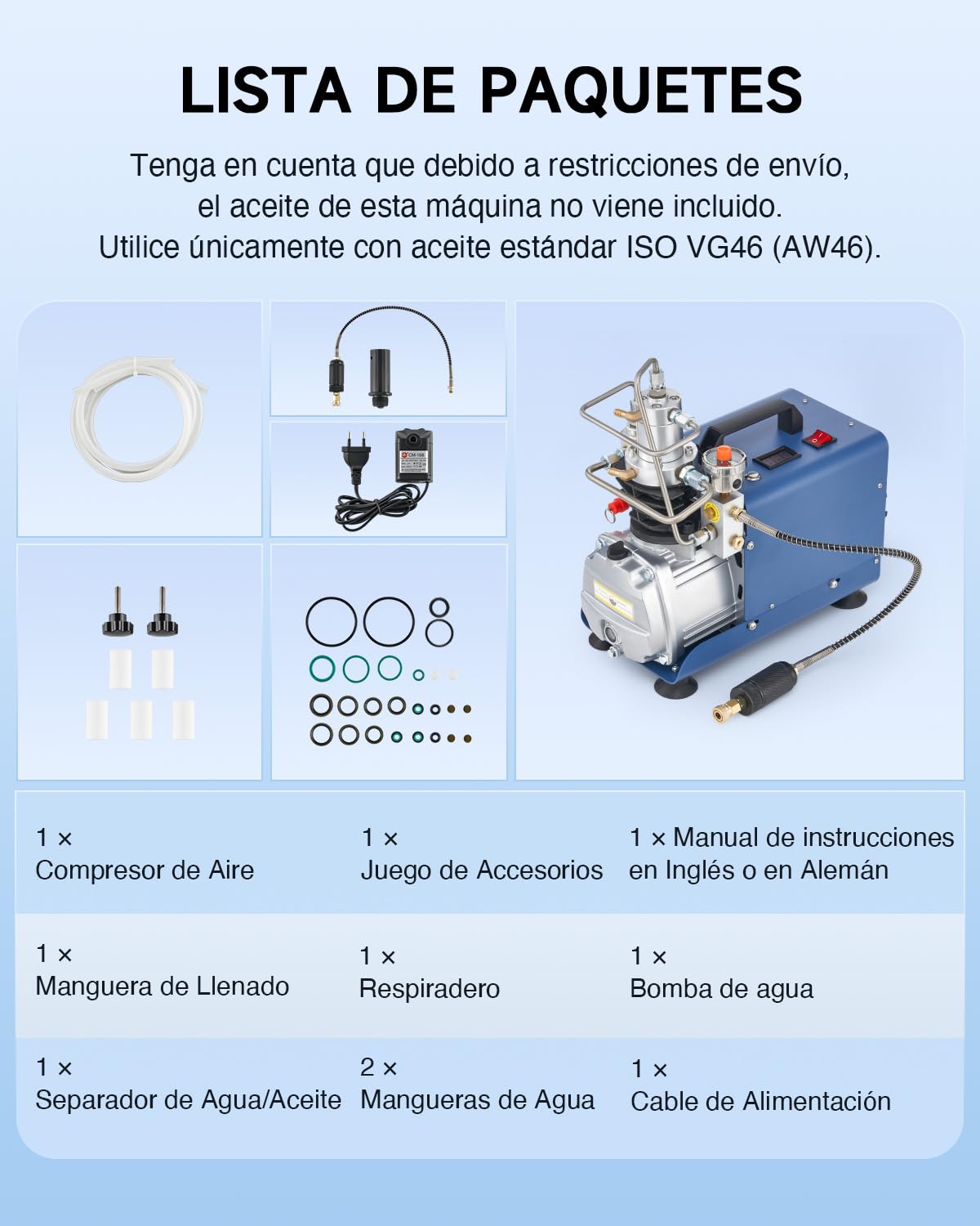 CREWORKS Compresor de Aire de Alta Presión 1800W Bomba Eléctrica de Alta Presión 30MPa 4500PSI Bomba de Compresor de Aire PCP Air Compressor Pump