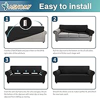 Vista 51 de Asnomy Couch Covers for 3 Cushion Couch Stretch Sofa Covers Slipcovers, Pet Protector Furniture Covers for Dogs Cats Spandex Jacquard Fabric Small