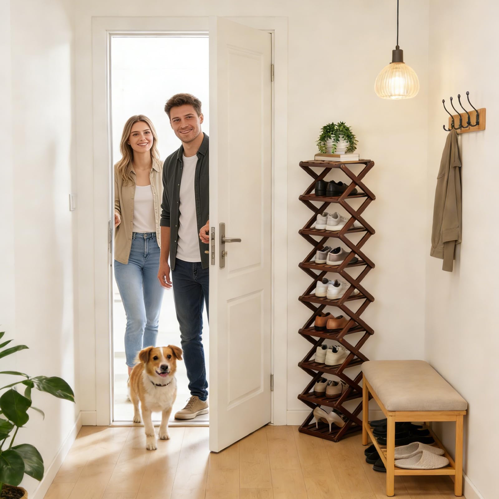 Scarpiera verticale in legno a più livelli, per ingresso, camera da letto, armadio, corridoio e fango, soluzioni di archiviazione