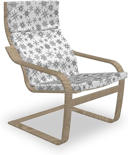 Ambesonne Snowflake Armchair Pad and Slipcover, Line Art Design Snowflake Pattern Geometric Arrangement with Circles Hexagons, 1 Piece Soft Cushion
