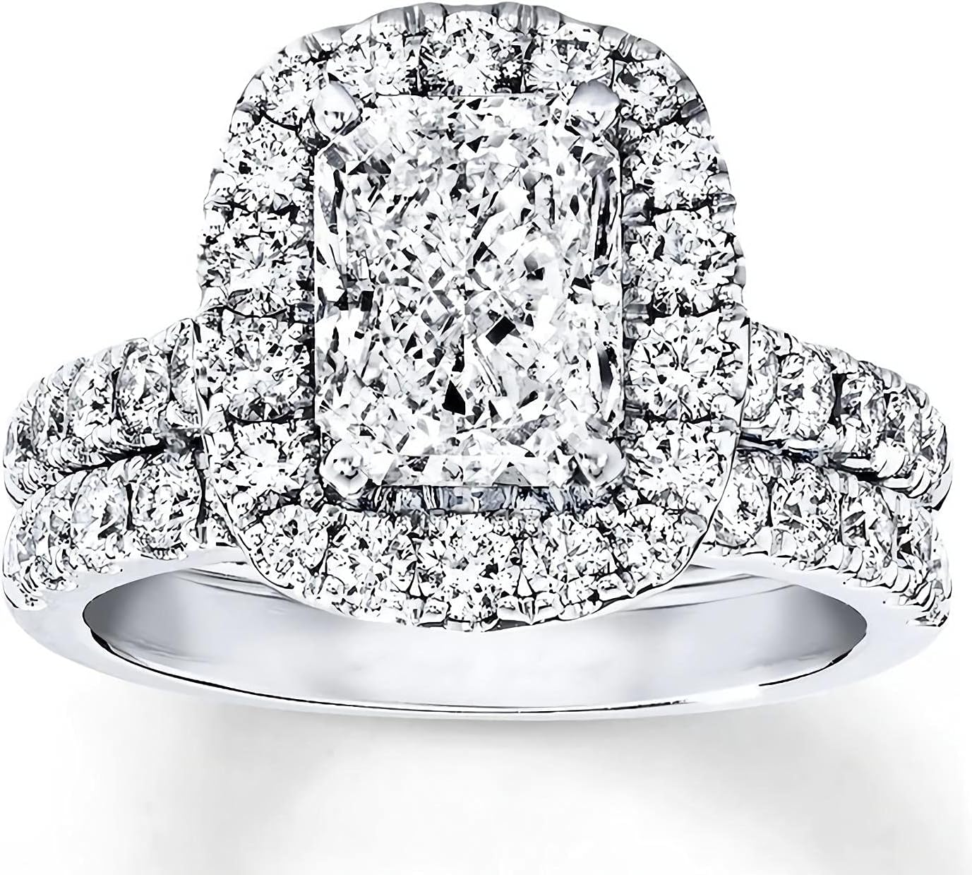 Bridal Set 3-1/3 CT Radiant Cut Moissanite Engagement Rings for Women 10k 14k 18k White Gold Free Engraving