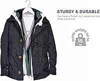 Vista 7 de Amber Home Paquete de 30 perchas de madera maciza para trajes, perchas de madera con acabado blanco liso con barra antideslizante para pantalones