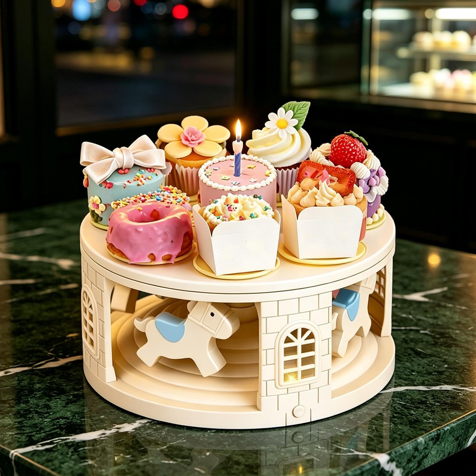 Generico Alzata Per Torte Vassoio Da Portata Dolci Con Display A Batteria | Porta Torte Per Feste E Alzate Dolci Per Cibo Salumi Ciambelle Caramelle Snack Casa Compleanno Matrimonio Natale