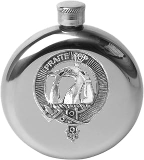 Murray (Tullibardine) 5 oz Round Clan Crest Scottish Badge Flask