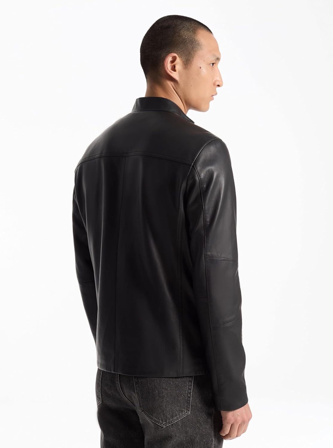 Michael Kors mens Leather Racer Jacket