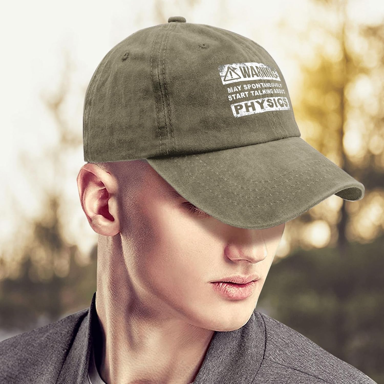 Warning May Spontaneously Start Talking About Physics Hat Funny Hat for Womens Men Pigment Black Fishing