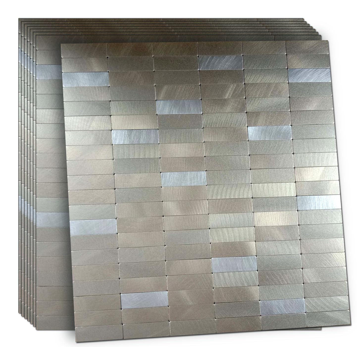 XUANINY Peel and Stick Tile Backsplash, Frosted Champagne + Frosted Silver