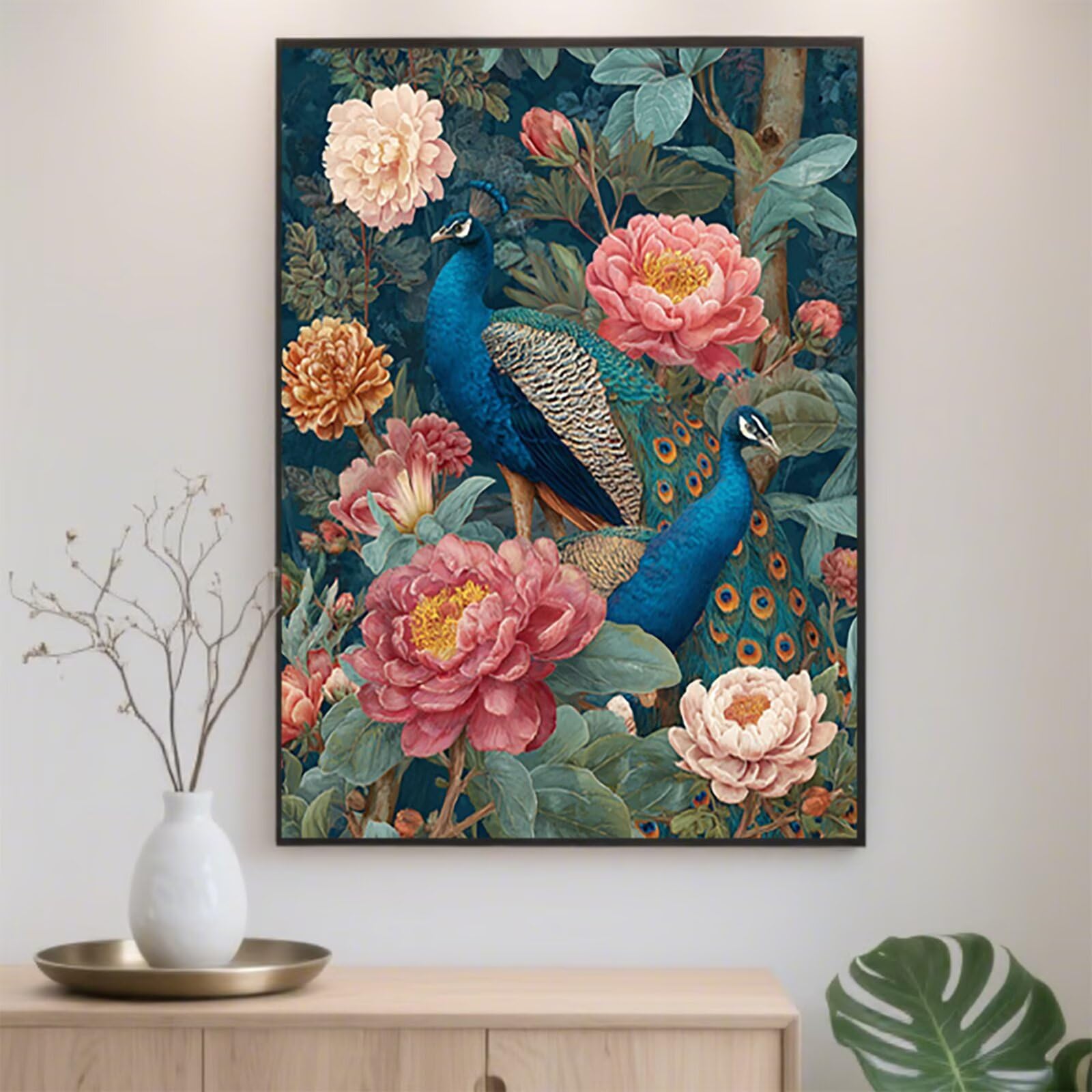 Mały diamentowy paw, 76 x 99 cm, diamentowy obraz, piwonia, sztuka i rękodzieło, dla dorosłych, 2025 nowy DIY, pełne wiercenie, haft krzyżykowy, klejnot, malowanie według numerów, płótno, rękodzieło
