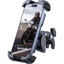 Lamicall Motorcycle Phone Mount, Bike Phone Holder - [Metal Lock] Upgrade Quick Install Bar Clip for Bicycle Scooter, Cell Phone Clamp Gifts for iPhone 17 16 15 Pro Max, Galaxy, 4.7-6.8" Phones