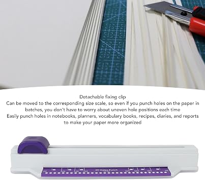 Hand Push Binding Machine, 30 Hole 6 Sheets Punch Binding Machine with 4 Loose Leaf Strips Home Desktop Binding Punch for A4 Paper