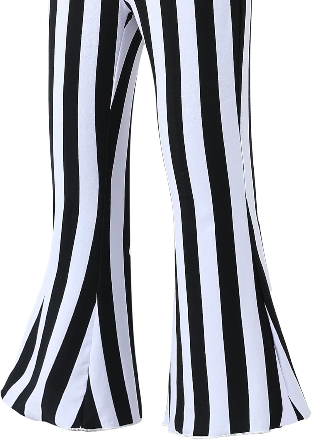 Girls' Cotton Striped Bell Bottom Leggings, Green and White - Image 5