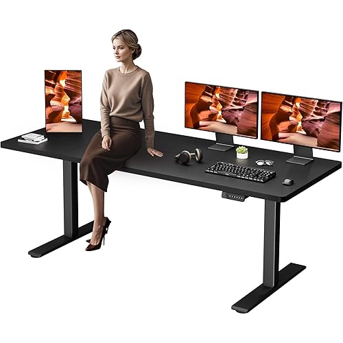 Dual Motor Standing Desk, Large Electric Stand Up Desks, 79x31 Inches Sit Stand Desk, 4 Memory Preset Adjustable Height Home Office Desks(Black)