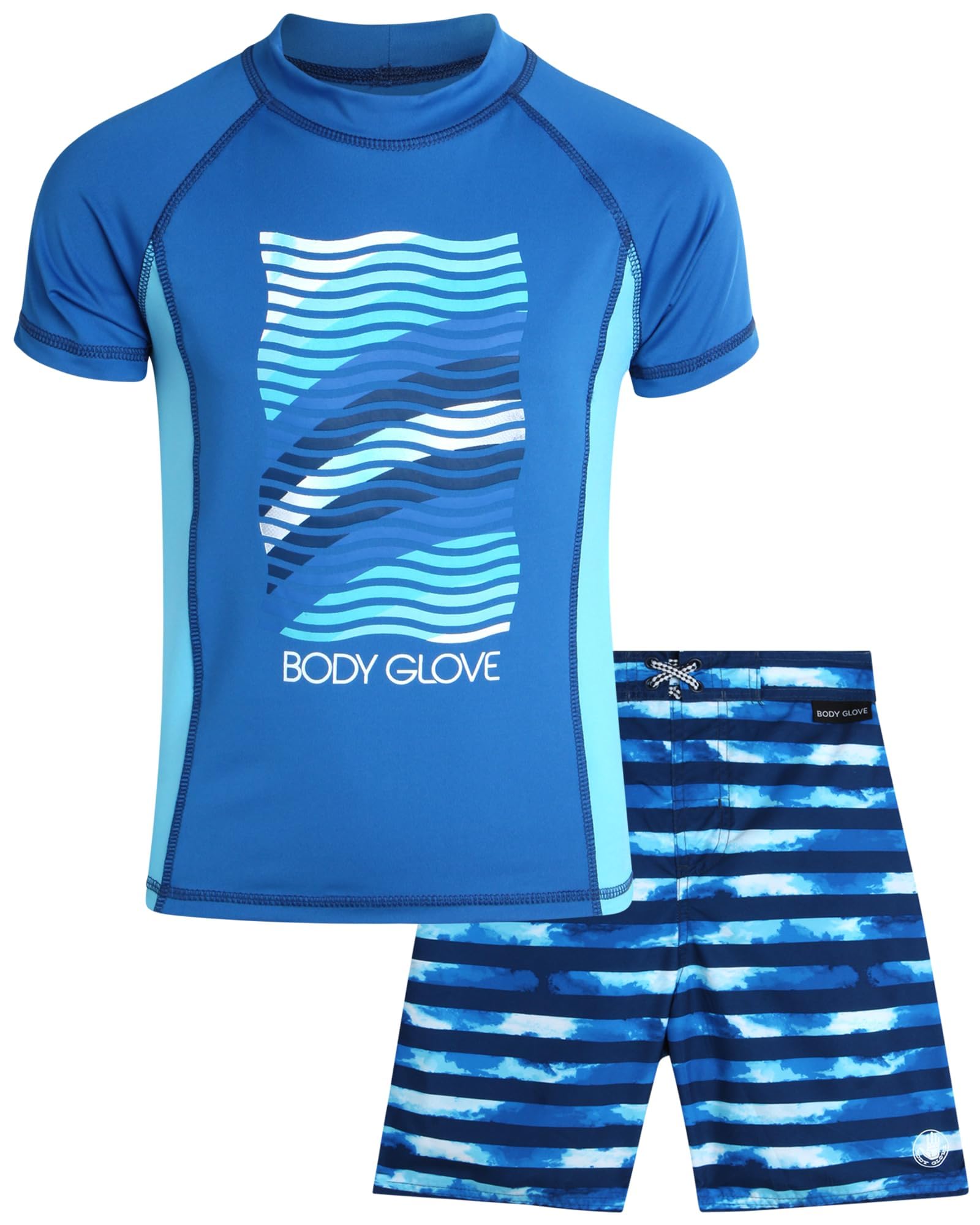 Body Glove Boys 2 Piece Swim Set Rash Guard &amp; Swim Trunks (Sizes 4-12)