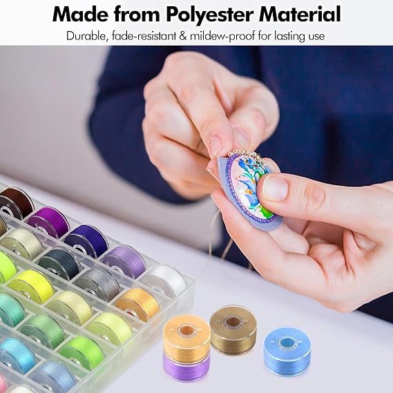 36 Rolls Waxed Thread, Colorful Waxed Cotton Cord with Clear Storage Box, Beading Thread for Bracelets, DIY Crafts, Leather Sewing (36 colors)