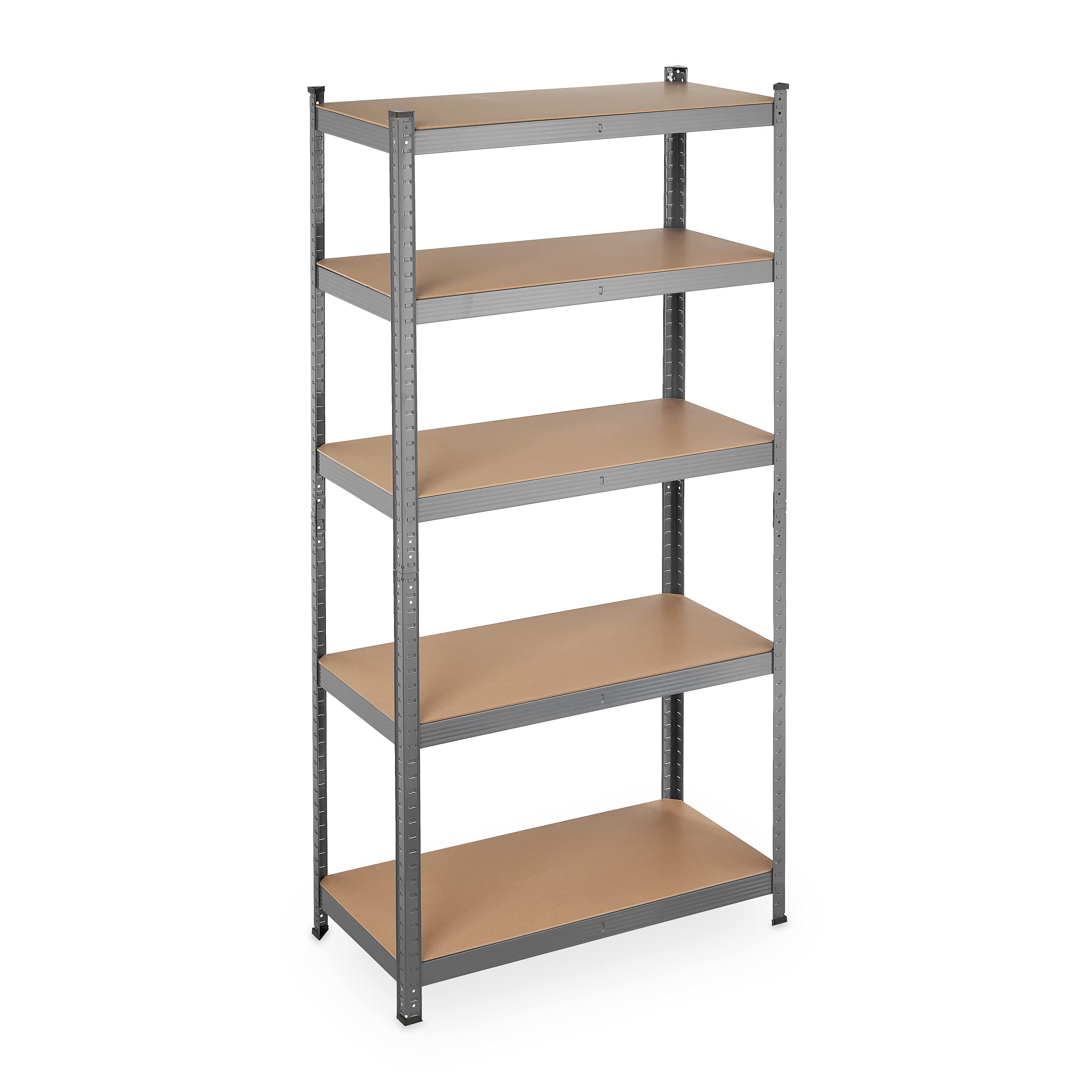 Relaxdays Scaffale in Metallo, Capacità fino a 875 kg, 180x90x45 cm, Scaffalatura ad Alta Portata da 5 Ripiani, Grigio