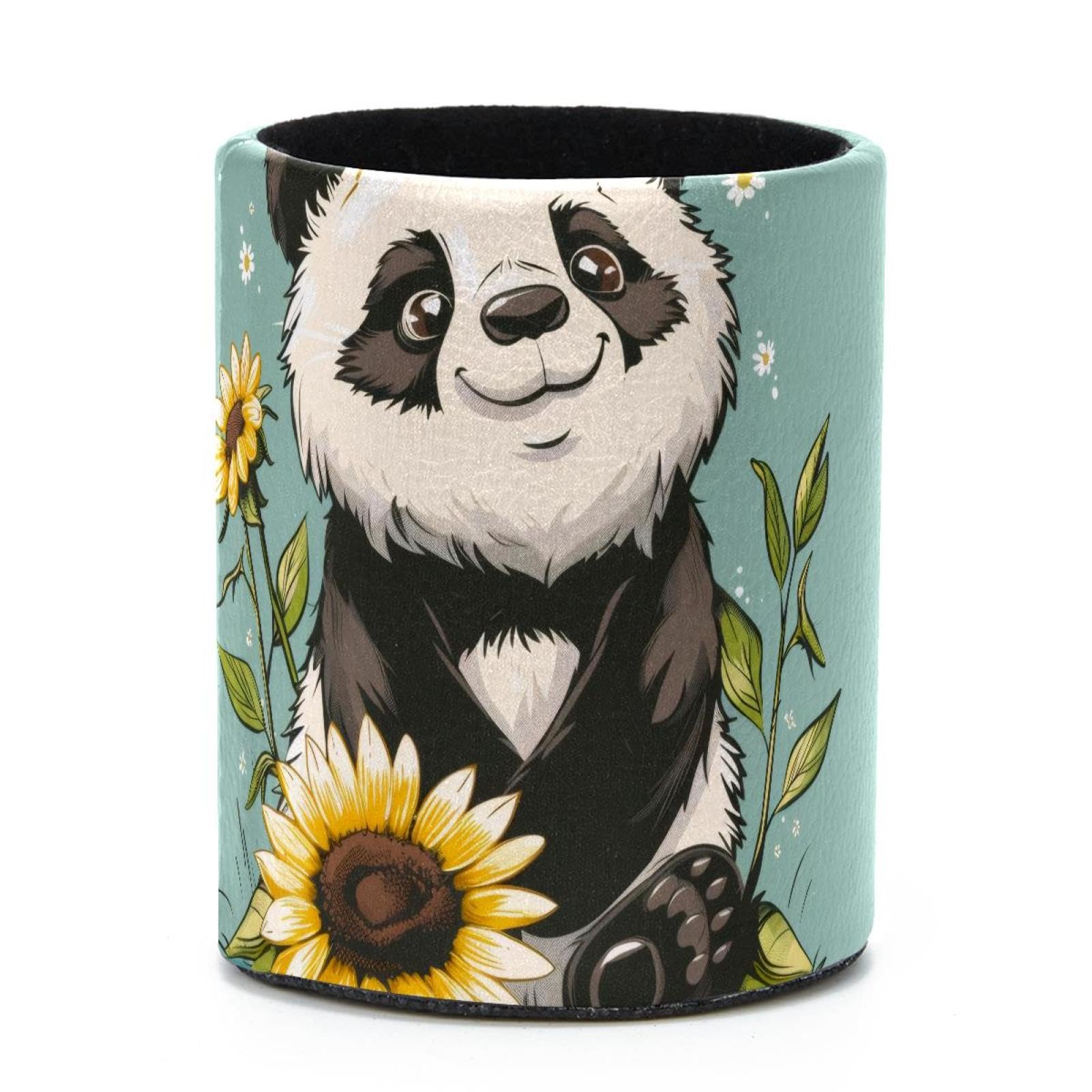 VAPOKF Round Pencil Holders for Desk, Panda Sunflower Pen Holders Pen Pot Makeup Brushes Storage Desktop Stationery Supplies Organiser for Home Office