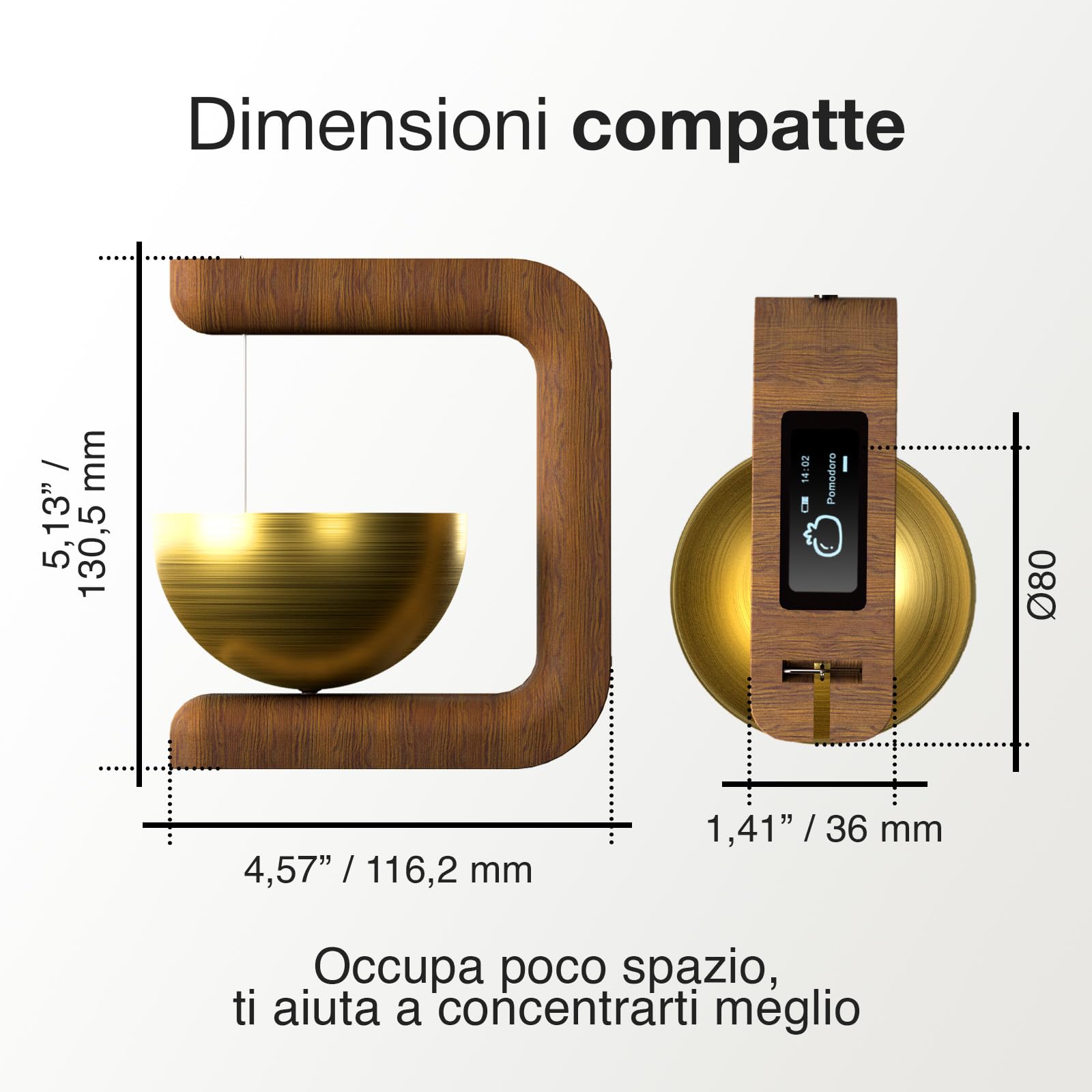 Pro Timer P2 Elegante Pomodoro in Legno, Meditazione, Produttività