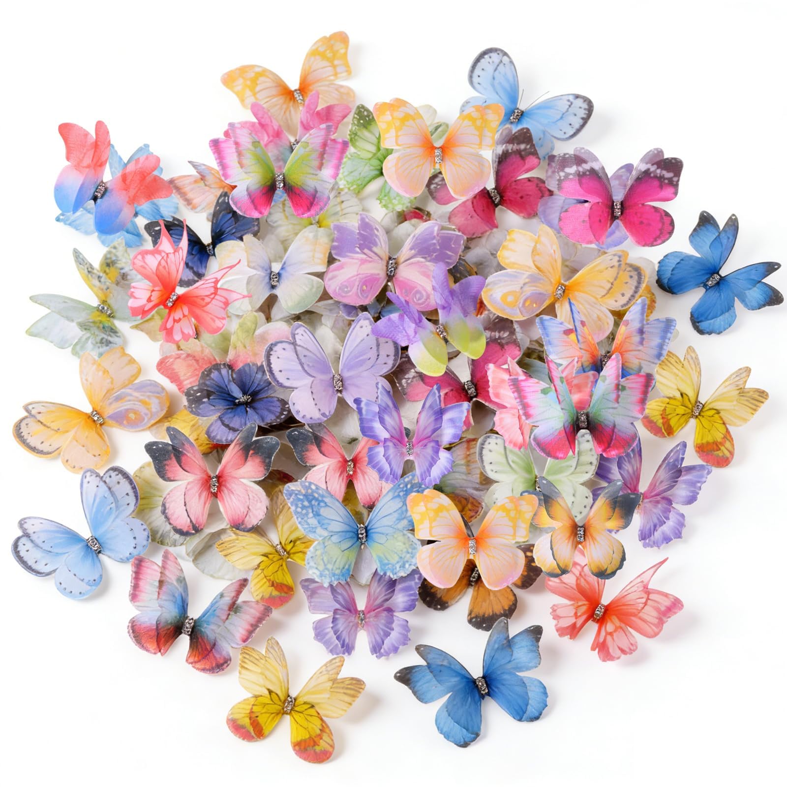 70 Pezzi Farfalle Decorative, Colori da Sogno Farfalle in Tessuto | Trapano Adesivi Murali Bambini 3D a Forma di Farfalla per Casa Giardino Portico Decorazioni Decorazione Compleanno (B)