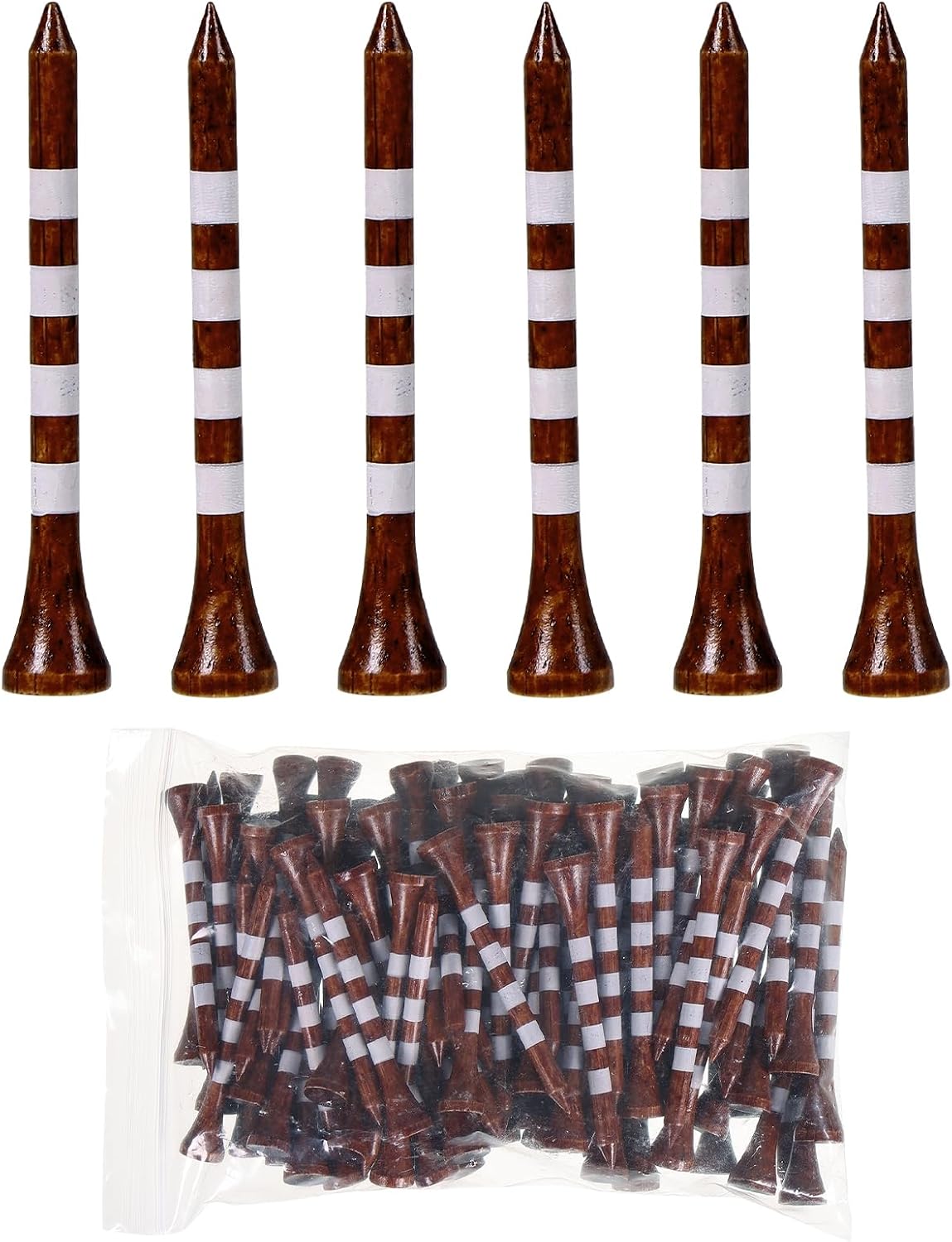 Bamboo Golf Tees 200 Pack 2-3/4 & 3-1/4 inch Length | 4 Line Marking Natrual Biodegradable Bamboo Golf Tees, Sturdy and Stable Golf Tees