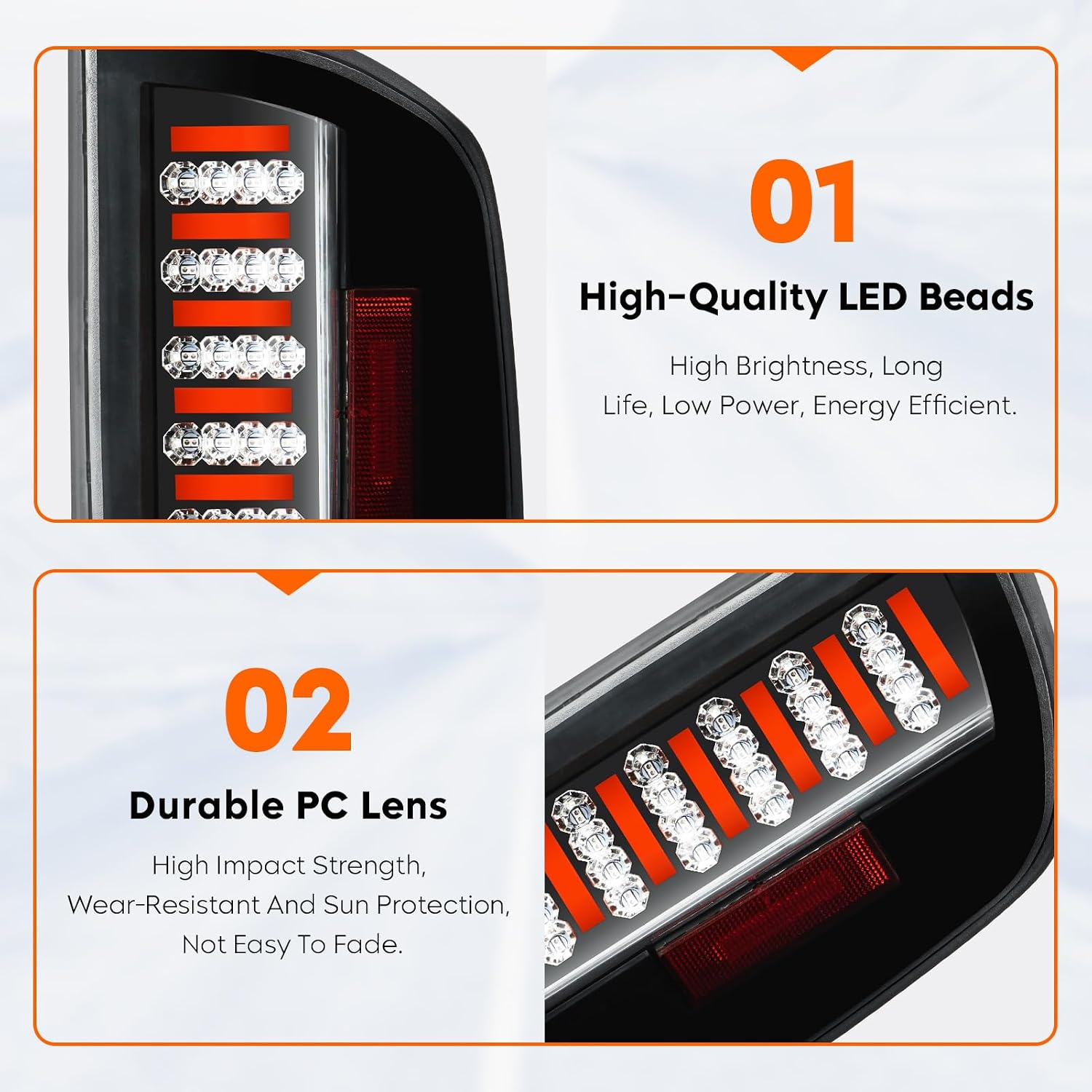 Tresound LED Tail Light for Dodge Ram 1500 2002-2006, Ram 2500 3500 2003-2006, Rear Taillight Assembly, 55077348AF 55077347AF CH2801147 CH2800147, Chrome Housing Clear Lens