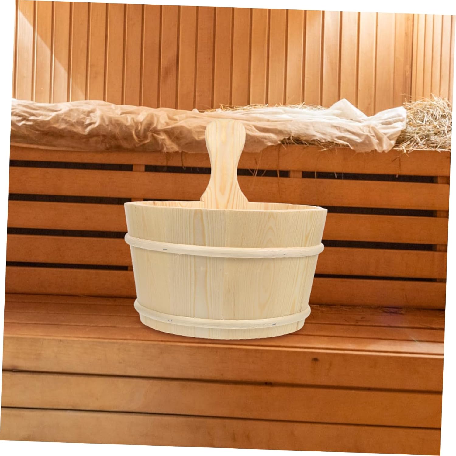 BESPORTBLE 1set Wooden Sauna Bucket and Spoon Design for Home Sauna Room Smooth Finish Essential Accessories for Relaxation