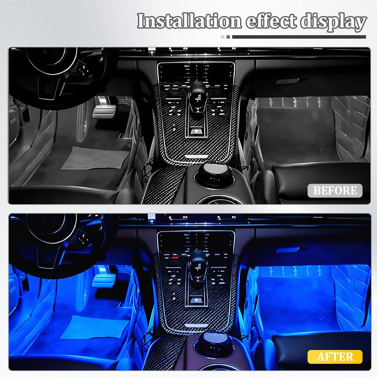 Car Interior LED Lights, 4 in 1 Bright Vehicle Under Dash Ambient Neon Lamp Kit with USB Port, Automotive Decoration Night Light, Universal for SUV Automobile Truck (Blue)