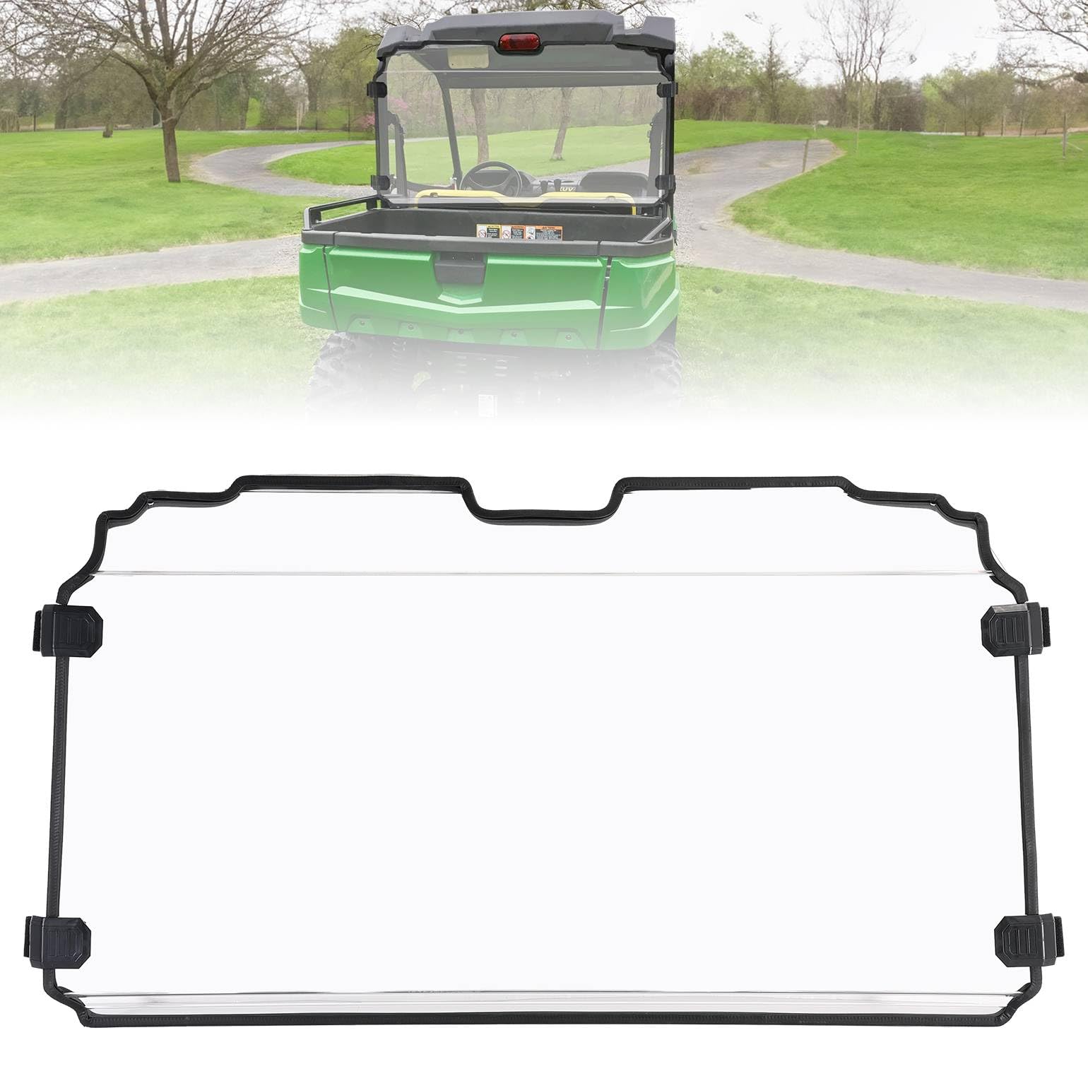 KEMIMOTO Rear Windshield Back Window Compatible with John Deere Gator XUV 550 560 590i 590E 590M RSX850i Sport Trail RSX860i Not for S4 Models Windscreen Full Clear Back Wind Shelter