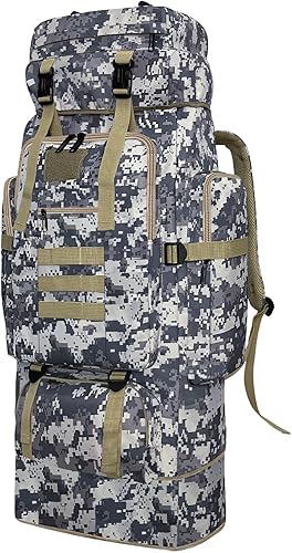 Vista 10 de Mochila de senderismo, mochila grande de 100L para acampar, mochila MOLLE impermeable y expandible, mochila táctica militar para deportes al aire