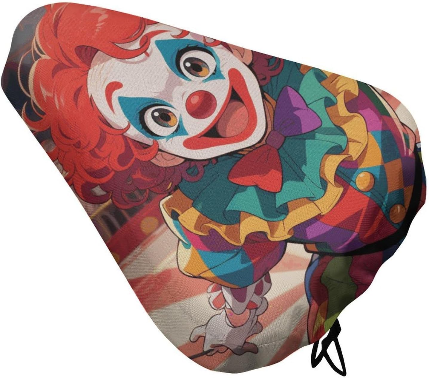 Waterproof Bike Seat Cover with Drawstring -Clown Circus Show Universal Exercise Bike Seat Cushion for Men & Women, Comfortable Non-Slip Bicycle Saddle Cover for Road/Mountain Bikes