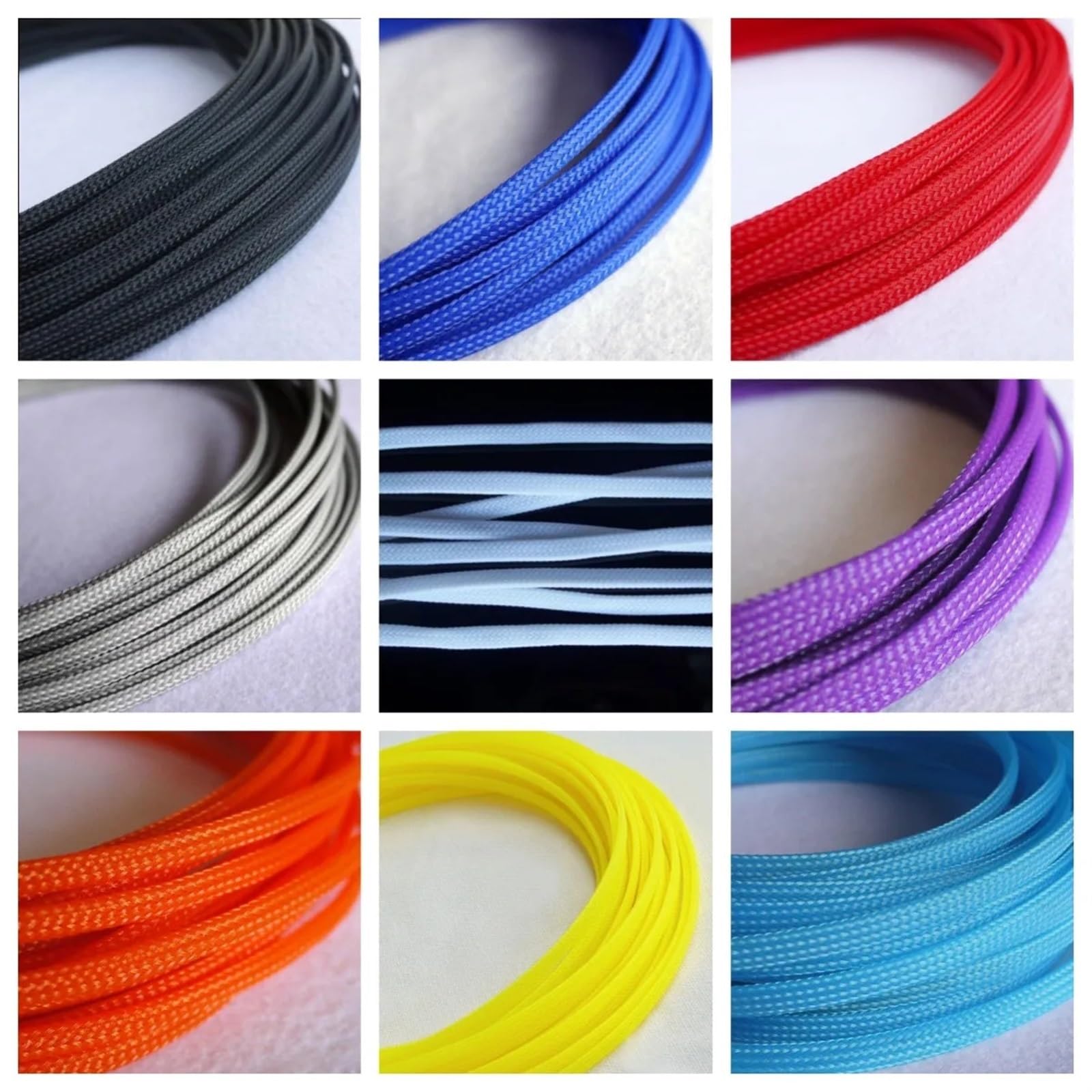 Guaina Cavi 3.0MM 4MM 6MM 8MM 10MM 12MM 16MM Maniche piatte intrecciate espandibili for cavi in ​​pelle di serpente(Purple,10MM,20 Meters)