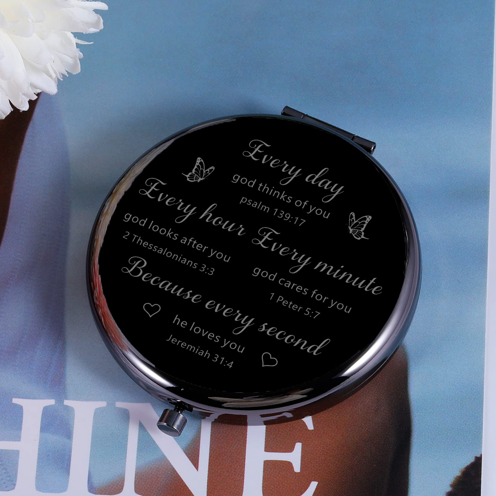 Inspirierender Kompaktspiegel Mit Gravur – Geschenk Für Frauen, Mädchen, Tochter | „Don't Let Anyone Dull Your Sparkle“