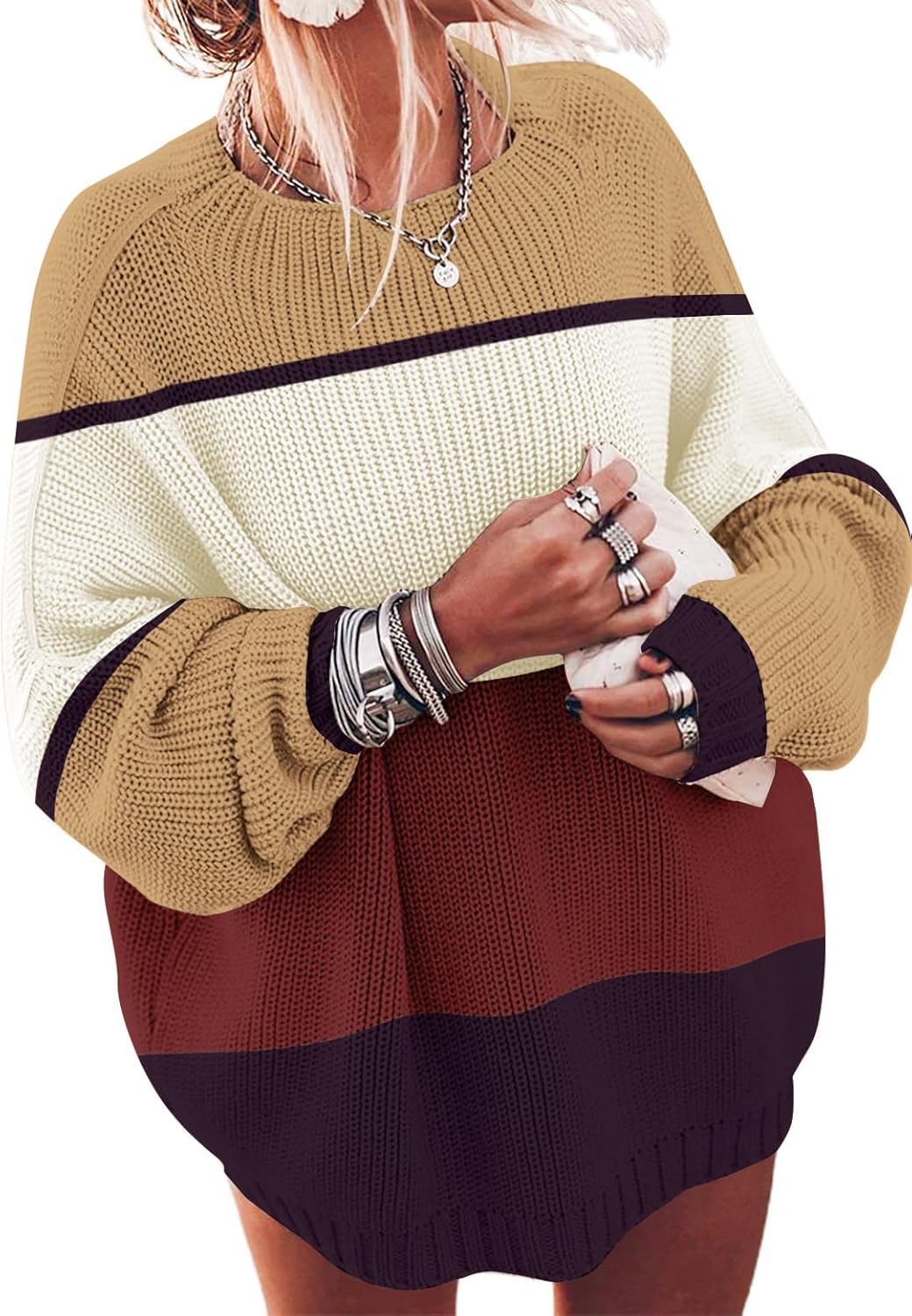 ETCYY Women's Oversized Sweaters Fall 2026 Fashion Winter Clothes Batwing Long Sleeve Knit Sweater Pullover Jumper Tops