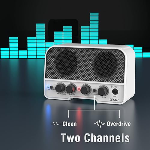Miniatura 2 de LEKATO Mini amplificador de guitarra, amplificador de guitarra eléctrica recargable de 5 W, efectos limpios y verdrive, amplificador de guitarra