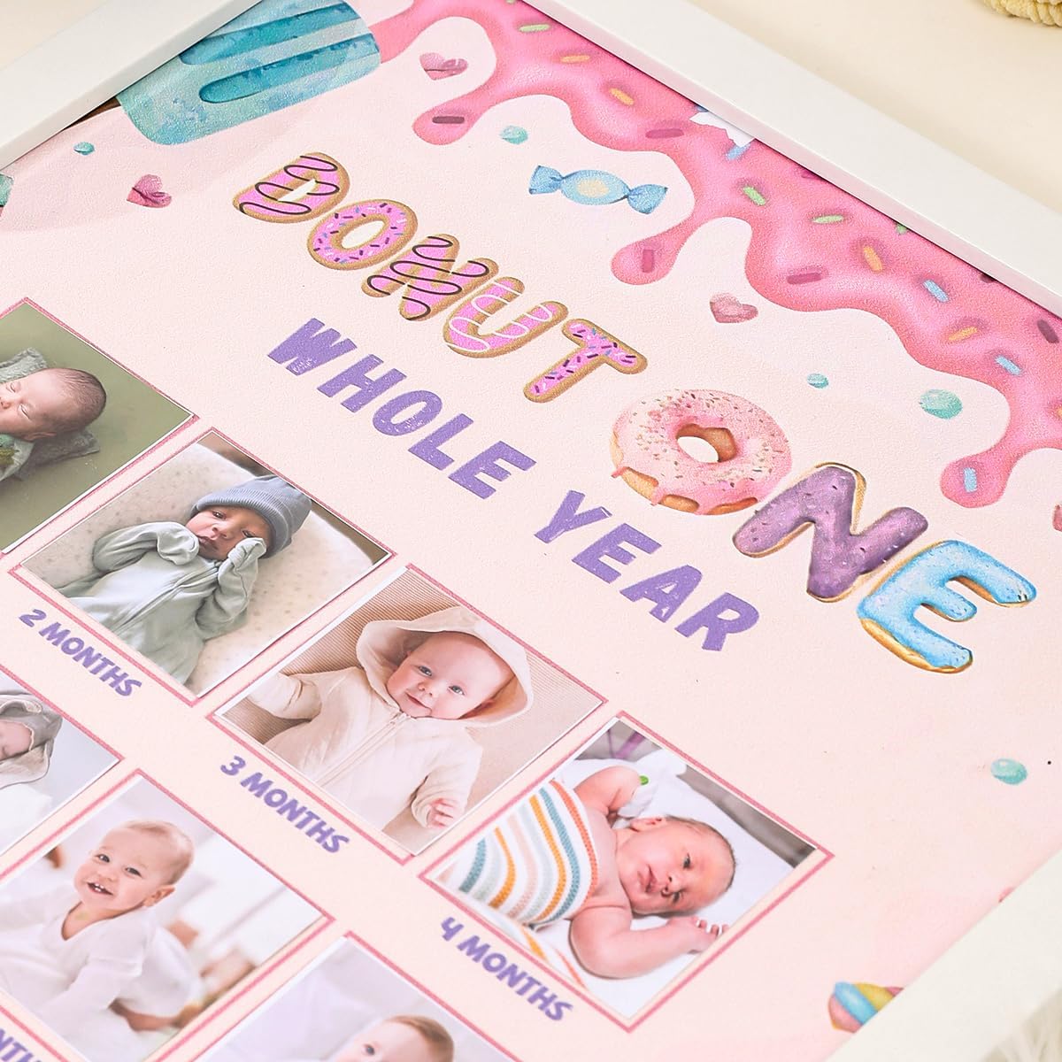 Sweet One Birthday Photo Board - Newborn 1-12 Months Photo Display, Girl 1st Birthday Celebration Photo Board, My First Year Photo Board