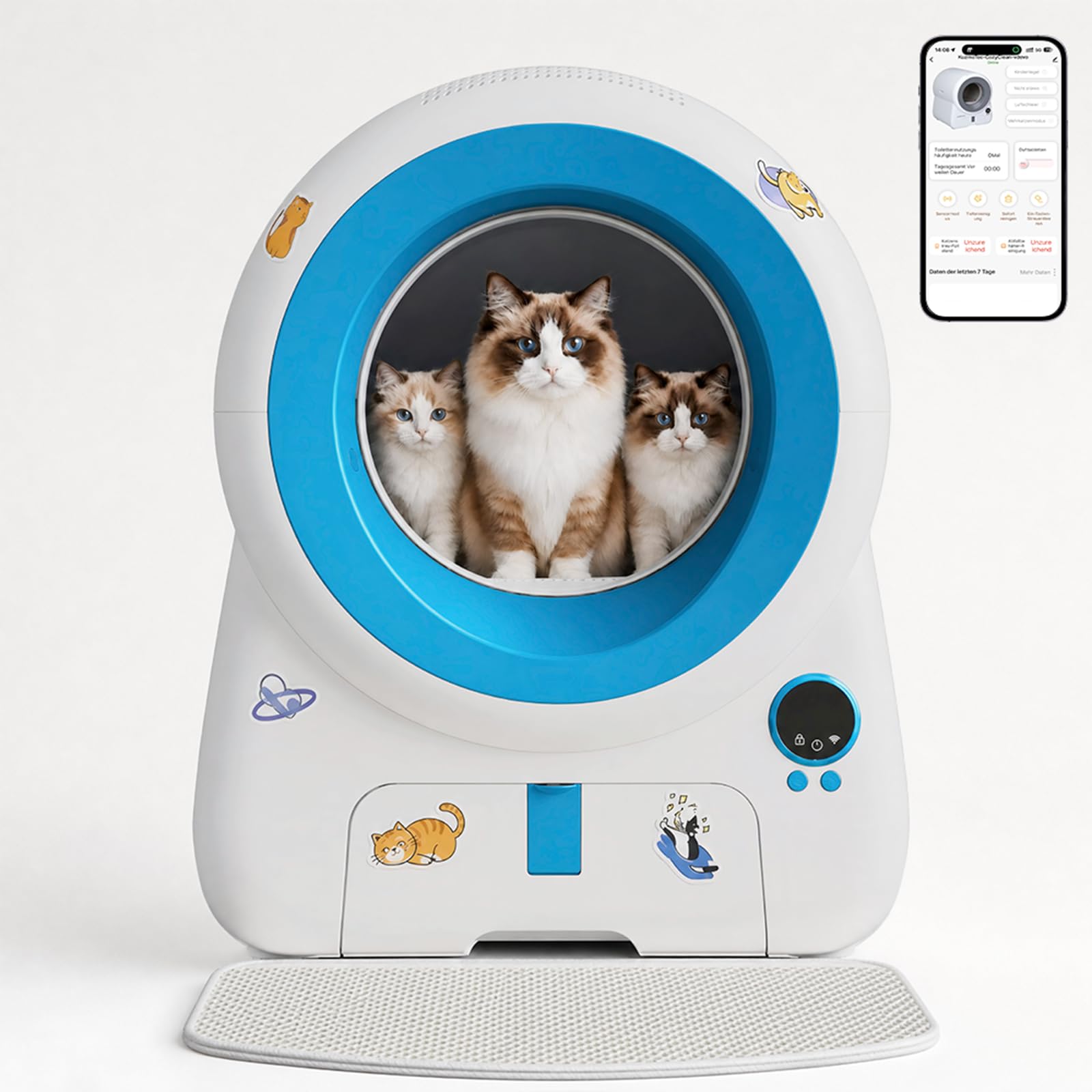 JUMMICO Katzenklo Selbstreinigend XXXL, Automatische Katzentoilette mit 100L Innenraum, 12L Fäkalienbehälter, APP-Steuerung, Luftvorhang & 10 Sicherheitssensoren für mehrere Katzen
