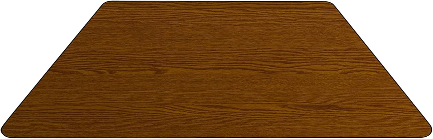Flash Furniture Mobile 22.5''W x 45''L Trapezoid Oak HP Laminate Activity Table - Standard Height Adjustable Legs