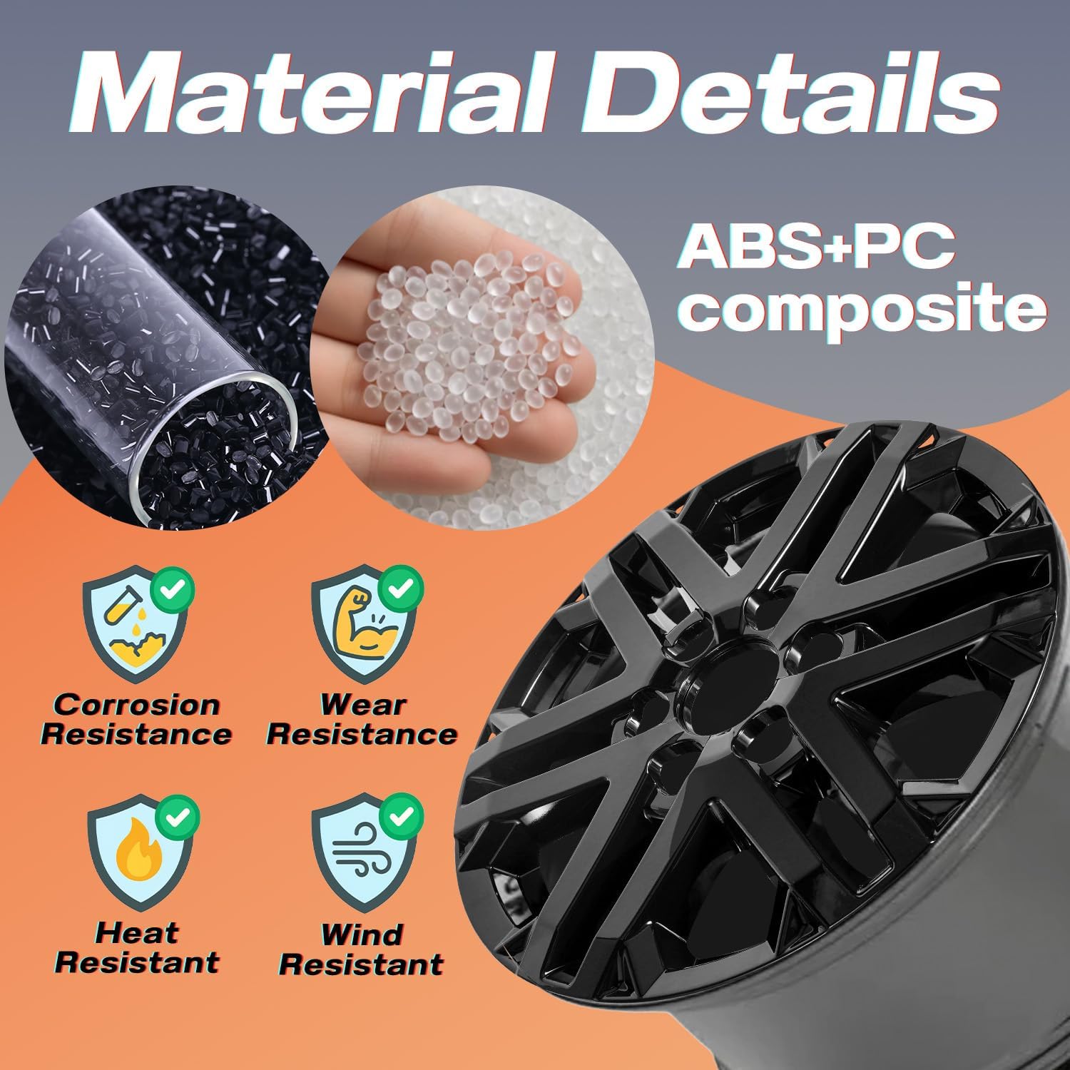 18 Inch 2022-2026 Toyota Tundra & 2023-2026 Toyota Sequoia SR5 Trim Wheel Skins, Fits Factory Alloy Wheels, Glossy Black Snap-On Wheel Covers, Set of 4