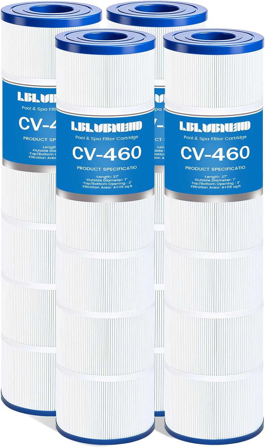 C-7468 Pool Filter Cartridges Compatible with Jandy CL460, CV460, R0554600, A0558000, Unicel C-7468, Pleatco PJAN115, Filbur FC-0810, Aladdin 21501,4x115 Sq.ft, 4 Pack