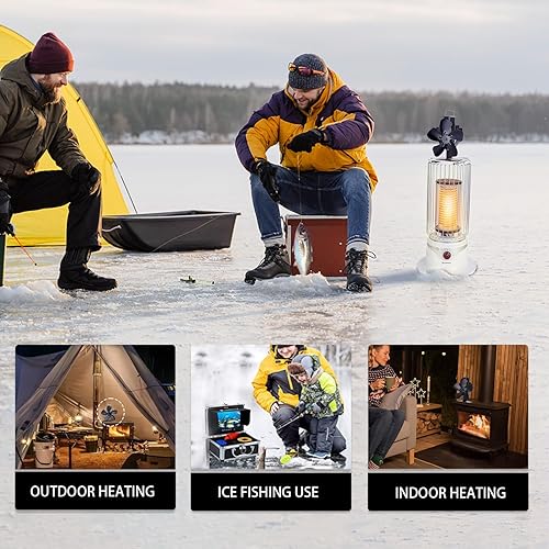 Miniatura 9 de JIMBON Ventilador de estufa de leña, ventilador de chimenea de 5 cuchillas, ventilador de estufa de calor Slient para estufa de gaspelletleña,